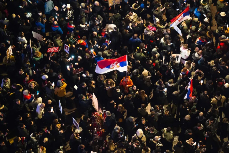 Ribuan Mahasiswa Serbia Demo Tuntut Kebebasan Akademik Usai Tragedi Stasiun Novi Sad