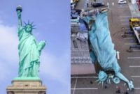Replika Patung Liberty 24 Meter di Brasil Roboh Kepala Terlepas