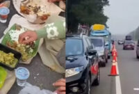 Bahaya di Balik Botram, Viral Rombongan Pemudik Makan Lesehan di Bahu Jalan Tol Cipali
